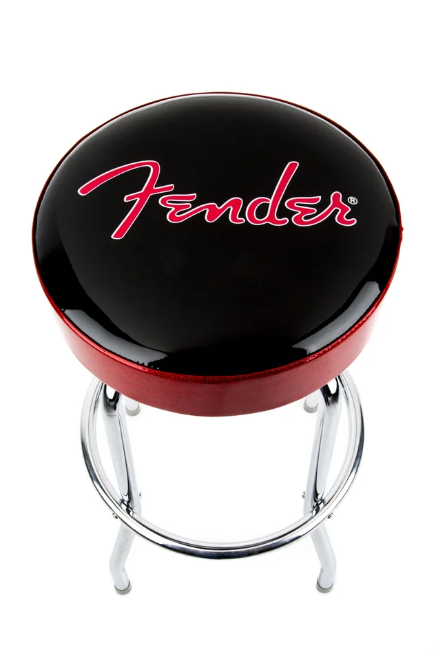 FENDER Red Sparkle Logo Barstool Black Red SPARKLE-chrome 30″