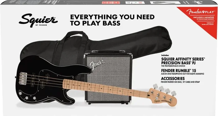Fender Squier Affinity Series Precision Bass PJ Pack MN Black Basse électrique