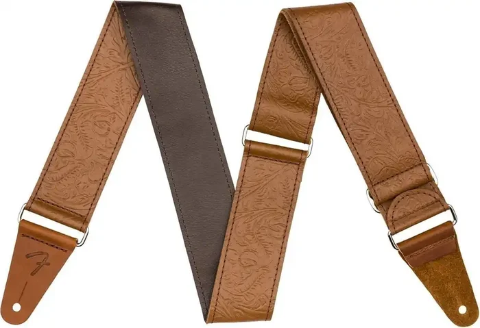Fender Tooled Leather Guitar Strap 2‘‘ Courroie de guitare Brown