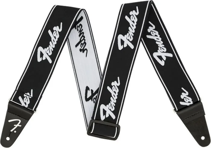 Fender Weighless Strap Sangle pour guitare Running Logo Black and White