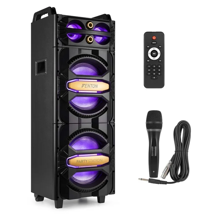Fenton LIVE2102 – Enceinte de soirée Bluetooth avec LEDs RGB – 800 Watts, Micro Inclus