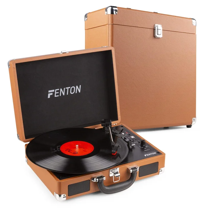 Fenton RP115F Platine Vinyle Vintage avec Valise de Rangement – Marron
