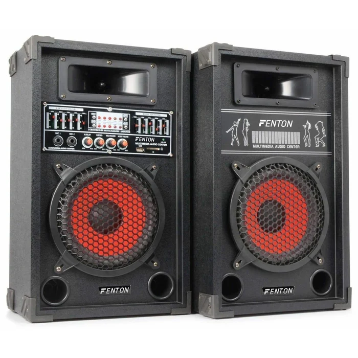 Fenton SPA800 PA – Paire d’Enceintes Karaoké, 1 Enceinte Active et 1 Enceinte Passive, 600W