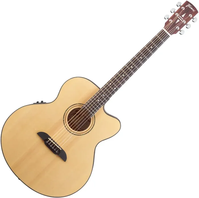 Framus FJ 14 SV CE Vintage Transparent Satin Natural Tinted Guitare Jumbo acoustique-électrique