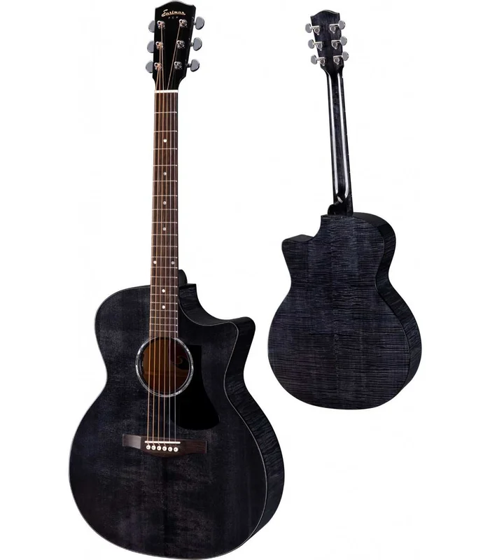 Guitare Folk Electro Eastman PCH3-GACE-TBK Trans Black – Sitka Spruce / Maple