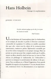 Hans Holbein. Outrage à la représentation