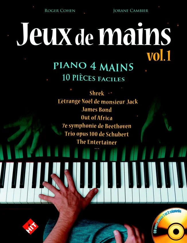 Hit Diffusion JEUX DE MAINS VOL. 1 + CD – 10 PIECES FACILES PIANO 4 MAINS