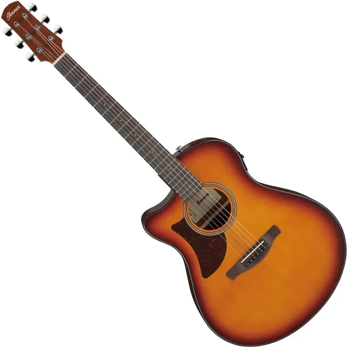 Ibanez AAM50LCE-OLB Open Pore Light Brown Sunburst Guitare Jumbo acoustique-électrique