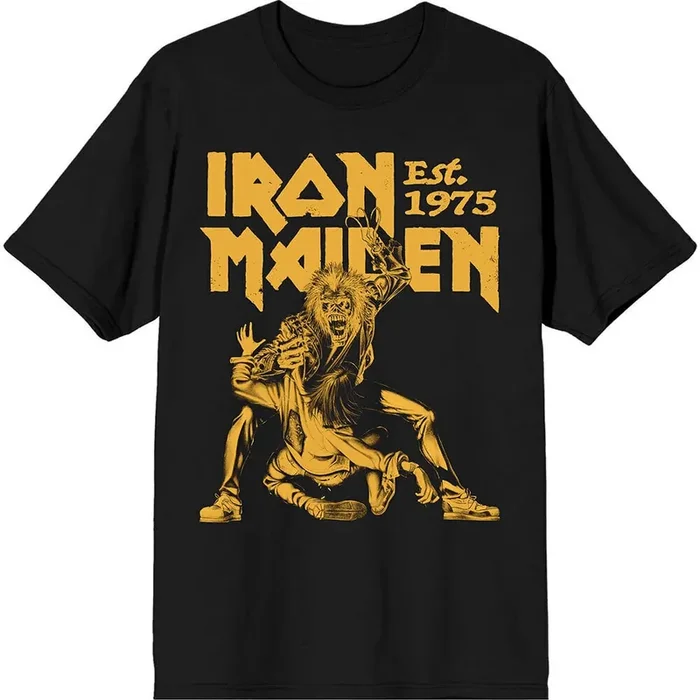 Iron Maiden T-shirt Est. 1975 Claw Yellow Graphic Unisex Black XL