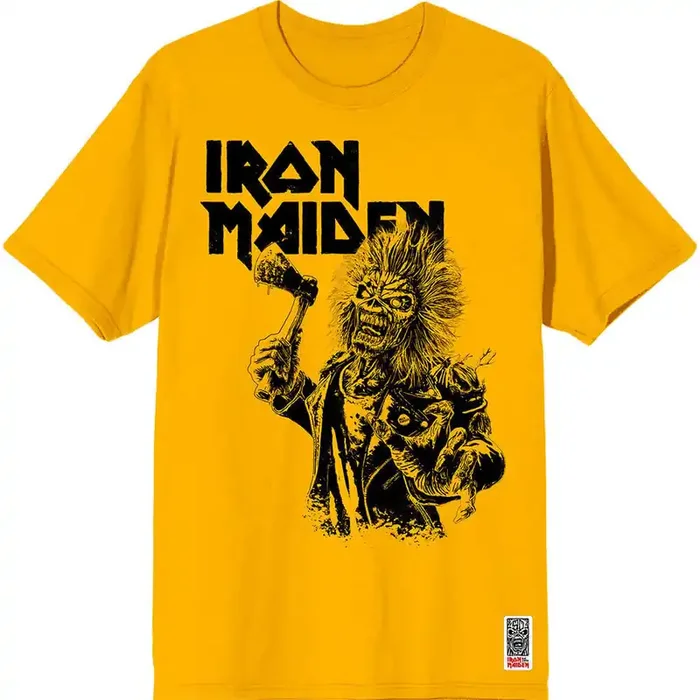 Iron Maiden T-shirt Est. 1975 Eddie Axe Graphic Unisex Yellow S