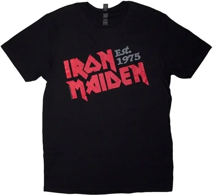 Iron Maiden T-shirt Est. 1975 Slanted Logo Unisex Black M