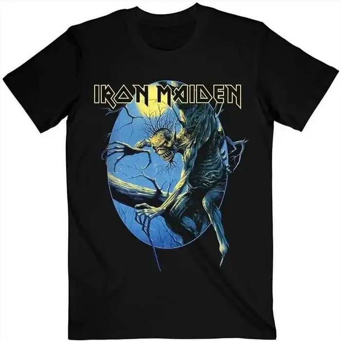 Iron Maiden T-shirt Fear of the Dark Oval Eddie Moon Unisex Black S