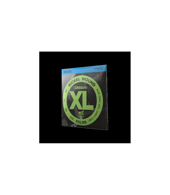 Jeu de Cordes pour Basse Electrique D&rsquo;Addario EXL165 Nickel Wound Bass, Custom Light, 45-105, Long Scale