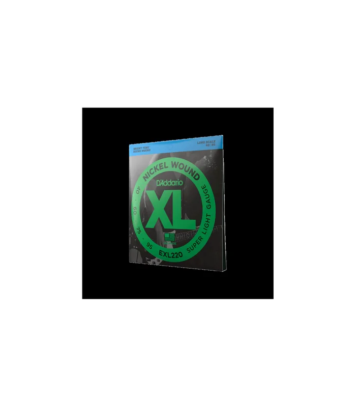 Jeu de Cordes pour Basse Electrique D&rsquo;Addario EXL220 Nickel Wound Bass, Super Light, 40-95, Long Scale