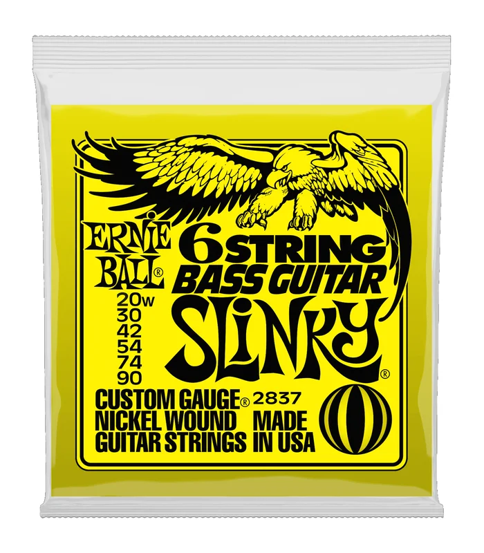 Jeu de Cordes pour Basse Electrique Ernie Ball 2837 Slinky 6 cordes 20w-30-42-54-74-90