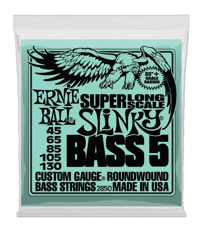 Jeu de Cordes pour Basse Electrique Ernie Ball 2850 Slinky super long 5 cordes 45-65-85-105-130