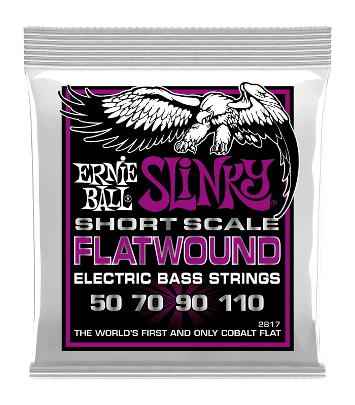 Jeu de Cordes pour Basse Electrique Ernie Ball – 2817 – Power Slinky Flatwound Short Scale 55-110