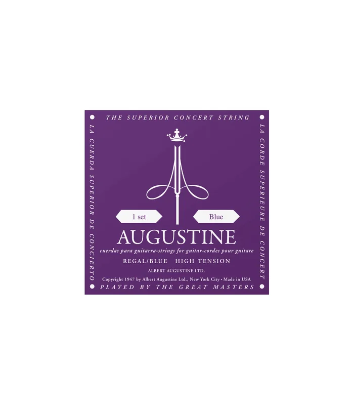 Jeu de Cordes pour Guitare Classique AUGUSTINE RGBLEU Tirant Fort /Crystal Nylon Filé Argent
