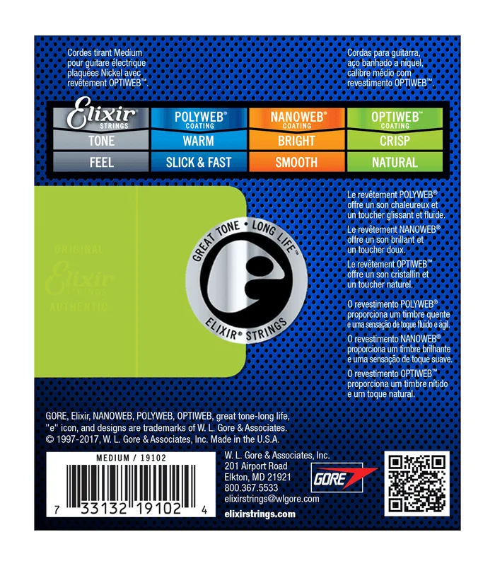 Jeu de Cordes pour Guitare Electrique ELIXIR 19102 Medium 11-14-18-28-38-49 – Image 3