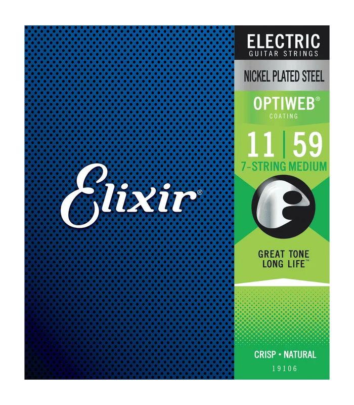 Jeu de Cordes pour Guitare Electrique ELIXIR 19106 7 cordes Medium 11-14-18-28-38-49-59 – Image 2