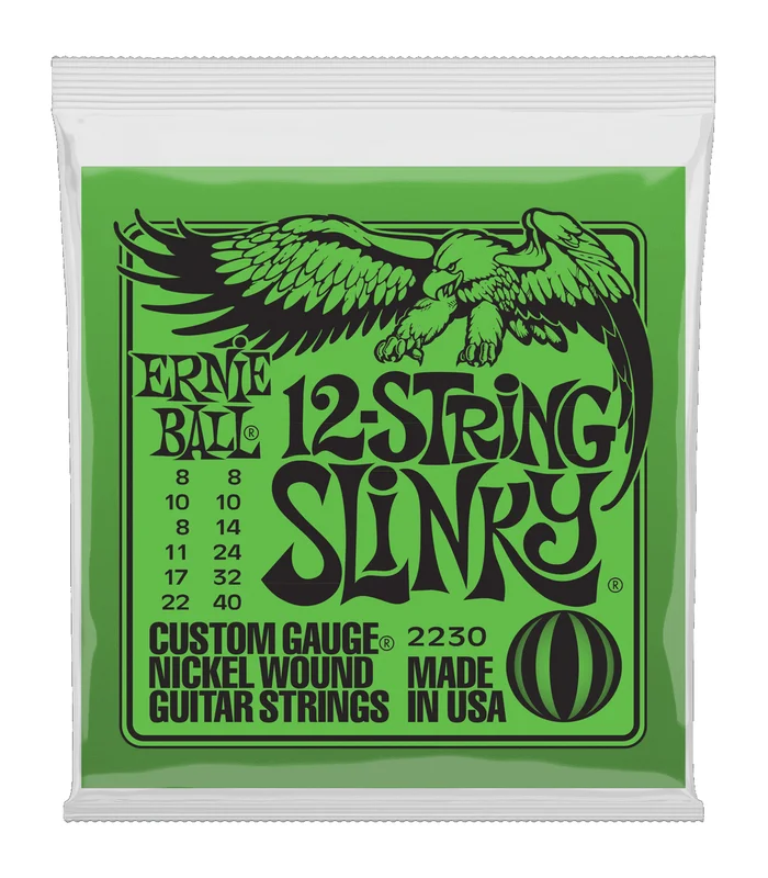 Jeu de Cordes pour Guitare Electrique Ernie Ball 2230 Slinky 12 cordes 8-40