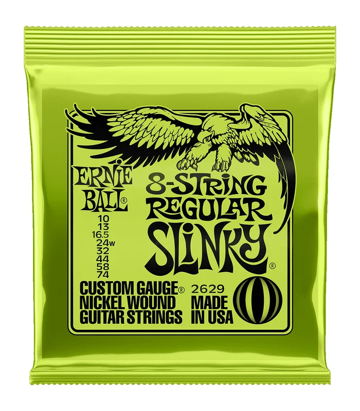 Jeu de Cordes pour Guitare Electrique Ernie Ball 2629 Regular Slinky 8 cordes 10-13-16,5-24w-32-44-58-74