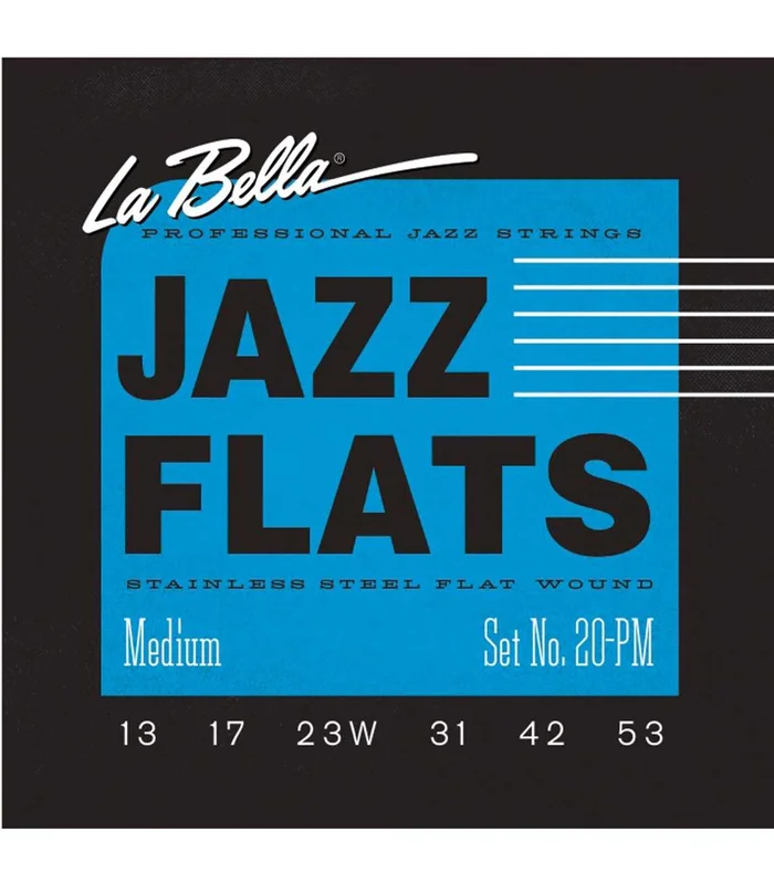 Jeu de Cordes pour Guitare Electrique LA BELLA JAZZ FLATS 13-53