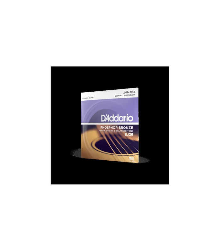 Jeu de Cordes pour Guitare Folk D&rsquo;Addario EJ26 Phosphor Bronze Acoustic Guitar Strings, Custom Light, 11-52