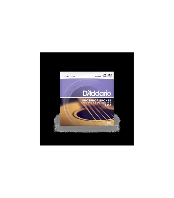 Jeu de Cordes pour Guitare Folk D’Addario EJ26 Phosphor Bronze Acoustic Guitar Strings, Custom Light, 11-52 – Image 2