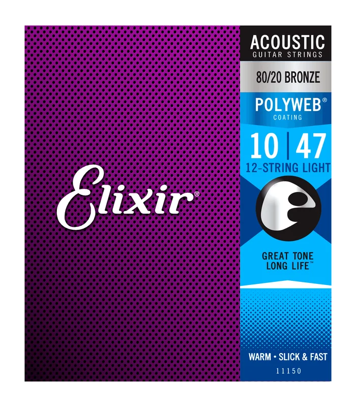 Jeu de Cordes pour Guitare Folk ELIXIR 11150 12 cordes Light 10-47 – Image 2