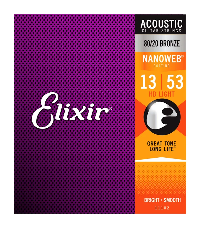 Jeu de Cordes pour Guitare Folk ELIXIR 11182 HD Light 13-17-25-32-42-53 – Image 2