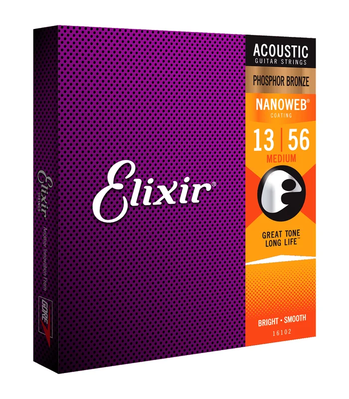 Jeu de Cordes pour Guitare Folk ELIXIR 16102 Medium 13-17-26-35-45-56