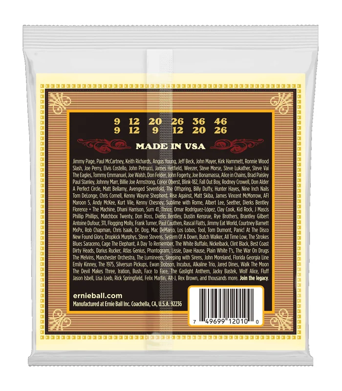 Jeu de Cordes pour Guitare Folk Ernie Ball 2010 Light 12 cordes 09-46 – Image 2