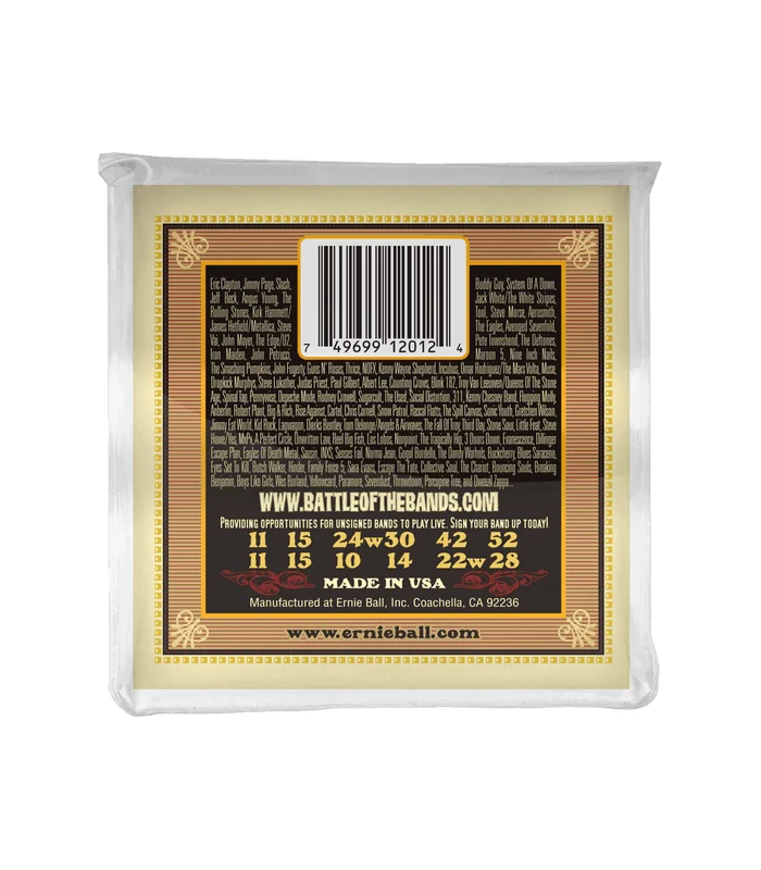 Jeu de Cordes pour Guitare Folk Ernie Ball 2012 Medium 12 cordes 11-52 – Image 2
