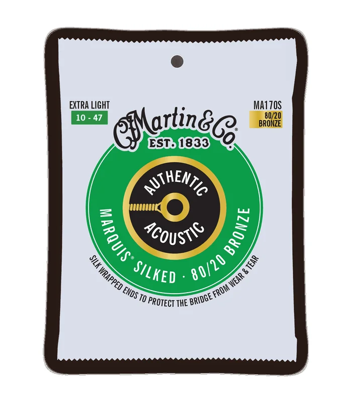 Jeu de Cordes pour Guitare Folk MARTIN & CO MA170S Bronze – Authentic Silked, Extra Light, 80/20