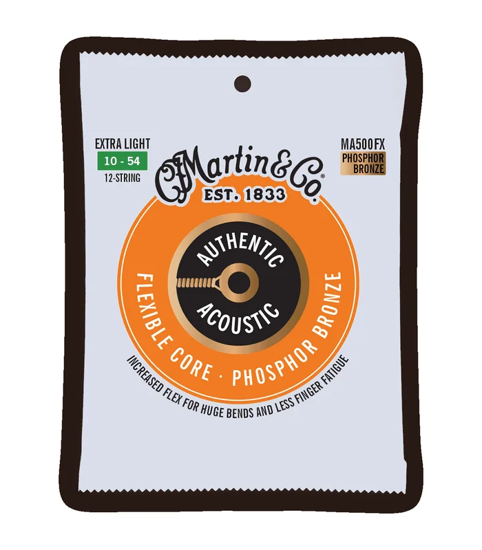 Jeu de Cordes pour Guitare Folk MARTIN & CO MA500FX Flexible Core, Extra Light, 12 cordes