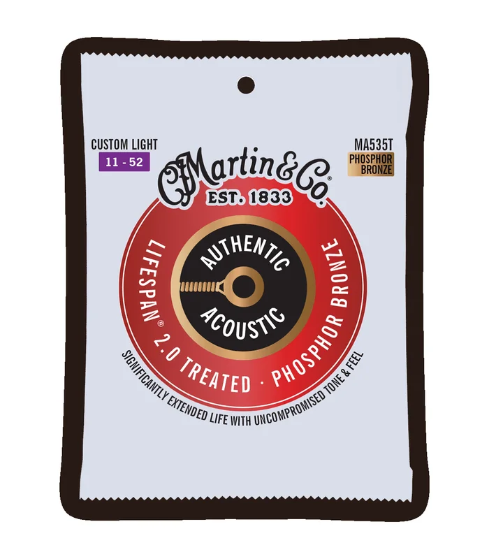 Jeu de Cordes pour Guitare Folk MARTIN & CO MA535T Phosphore Bronze – Authentic Treated, Custom Light, 92/8