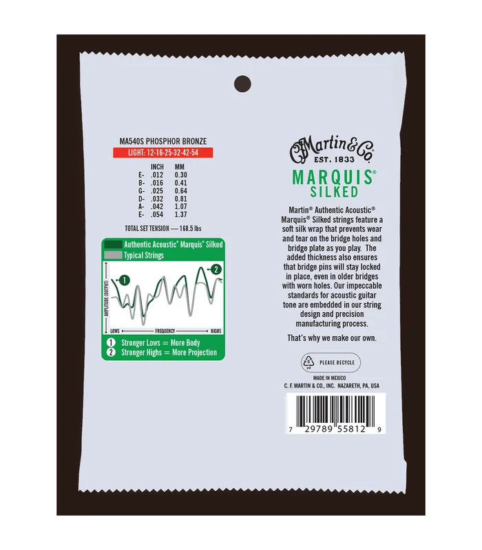 Jeu de Cordes pour Guitare Folk MARTIN & CO MA540S Phosphore Bronze – Authentic Silked, Light, 92/8 – Image 2