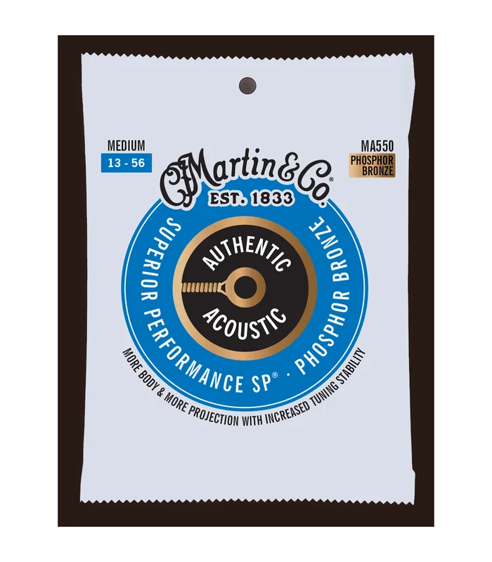 Jeu de Cordes pour Guitare Folk MARTIN & CO MA550 Phosphore Bronze – Authentic, Medium, 92/8