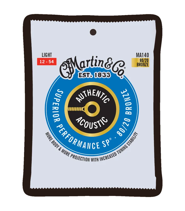 Jeu de Cordes pour Guitare Folk Martin MA140 Bronze – Authentic, Light, 80/20