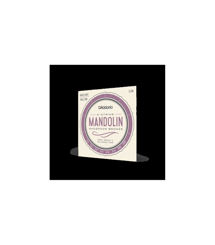 Jeu de Cordes pour Mandoline D&rsquo;Addario EJ70 Phosphor Bronze Mandolin Strings, Ball End, Medium/Light, 11-38