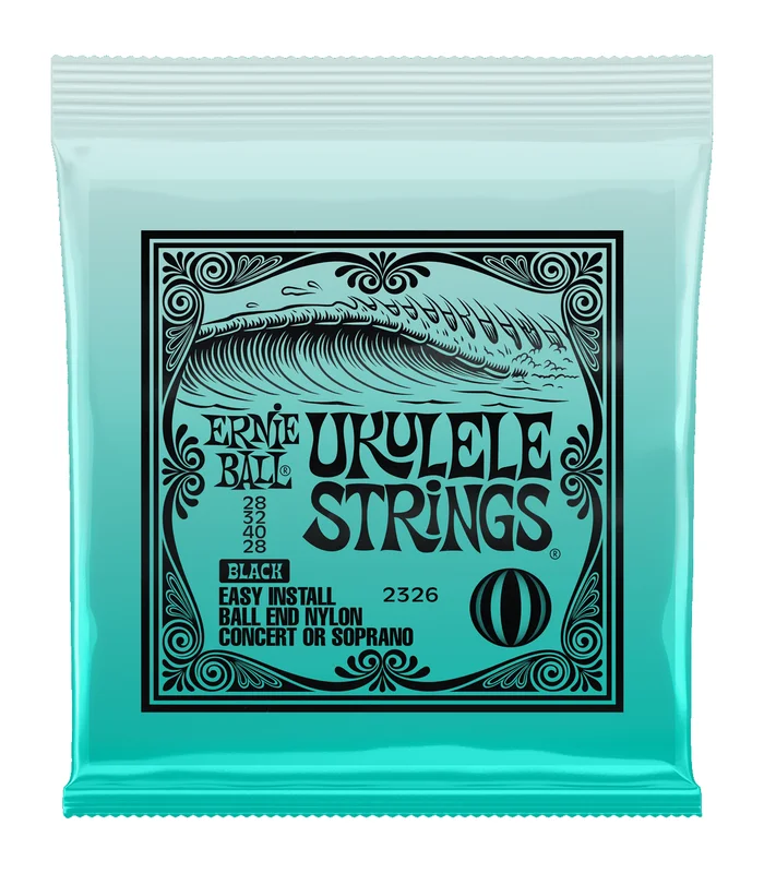 Jeu de Cordes pour Ukulélé Ernie Ball 2326 Nylon noir à boule 28-32-40-28