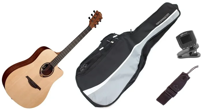 LAG T70DC DELUXE SET Natural Satin Guitare acoustique