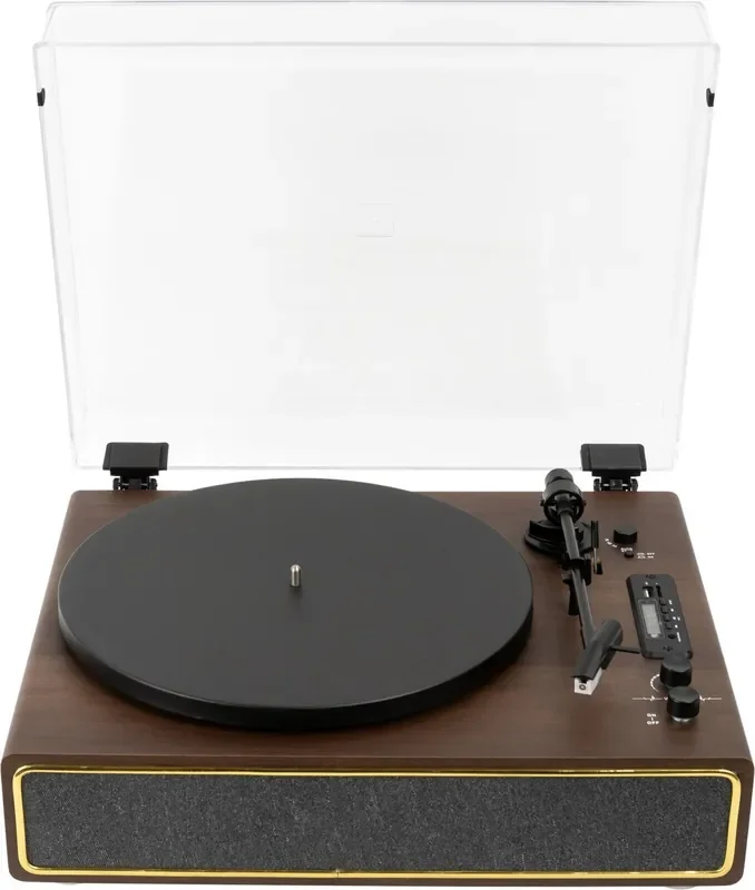 Latone Retro Record Player with Dust Cover Brown Tourne-disque