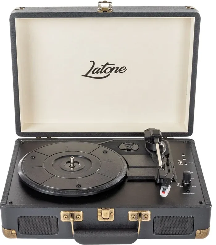 Latone RetroCase Black Tourne-disque portable