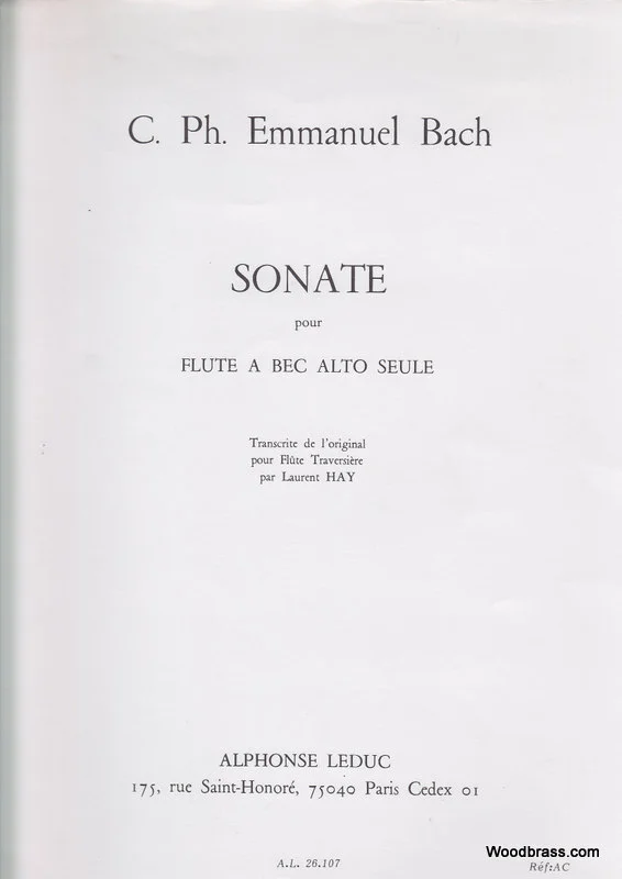 Leduc Bach C.p.e. – Sonate Pour Flute A Bec Alto Seule