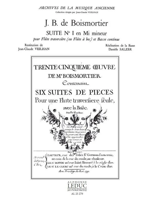 Leduc Boismortier Suite N° 1 En Mi Mineur Opus 35
