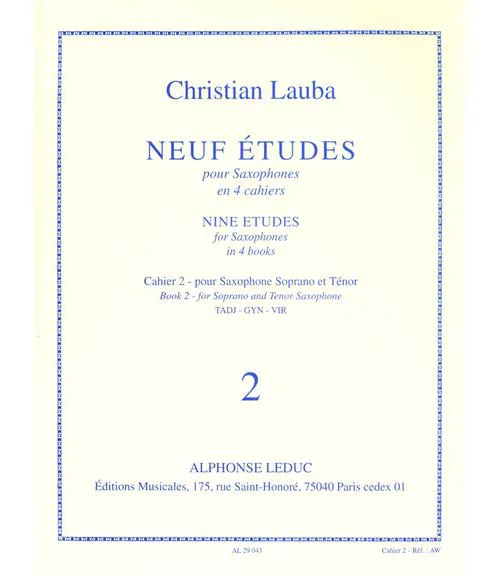 Leduc Lauba Christian – Neuf Etudes Pour Saxophone – Cahier 2
