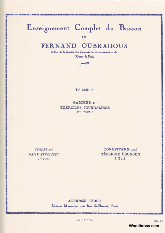Leduc Oubradous – Enseignement Complet Du Basson Vol.1
