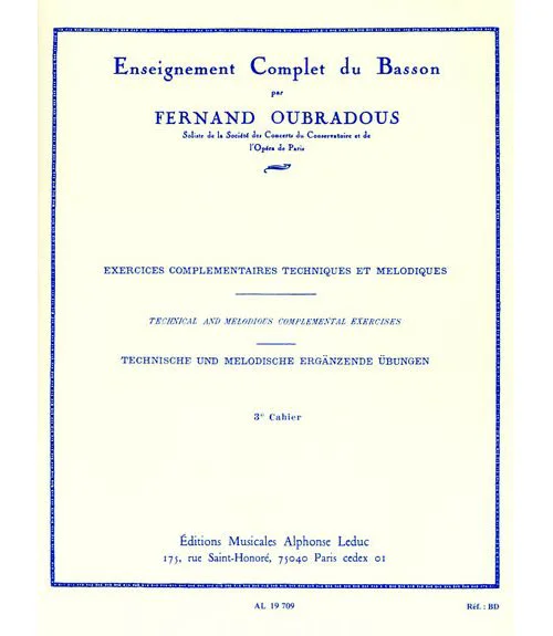 Leduc Oubradous – Enseignement Complet Du Basson Vol.3